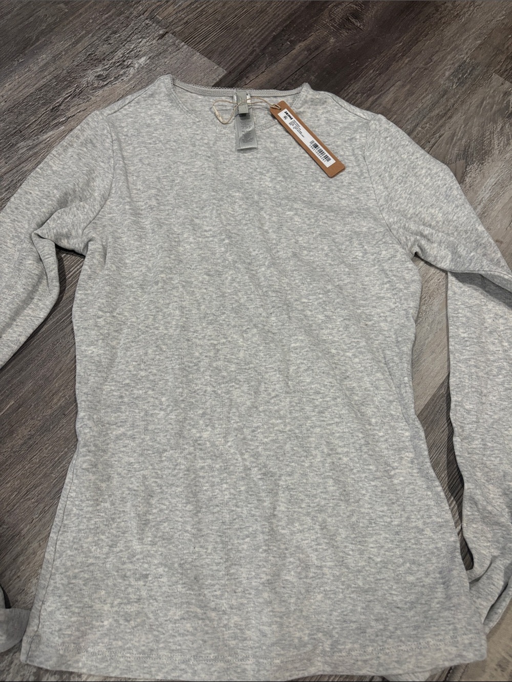 SKIMS Light Gray Long Sleeve Crewneck Top